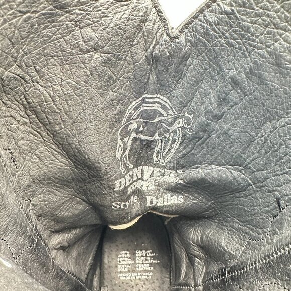 Denver Men Size 7.5 EE Black Leather Buck Stitch Pull On Western Cowboy Boot - Picture 11 of 14